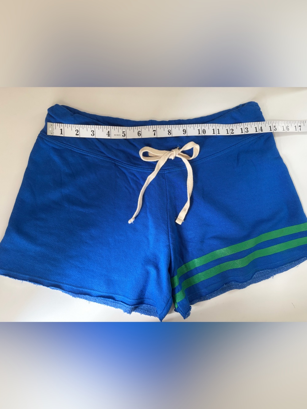 SUNDRY Blue & Green Striped Drawstring Lounge Shorts stripes, size 0, EUC - Picture 8 of 8